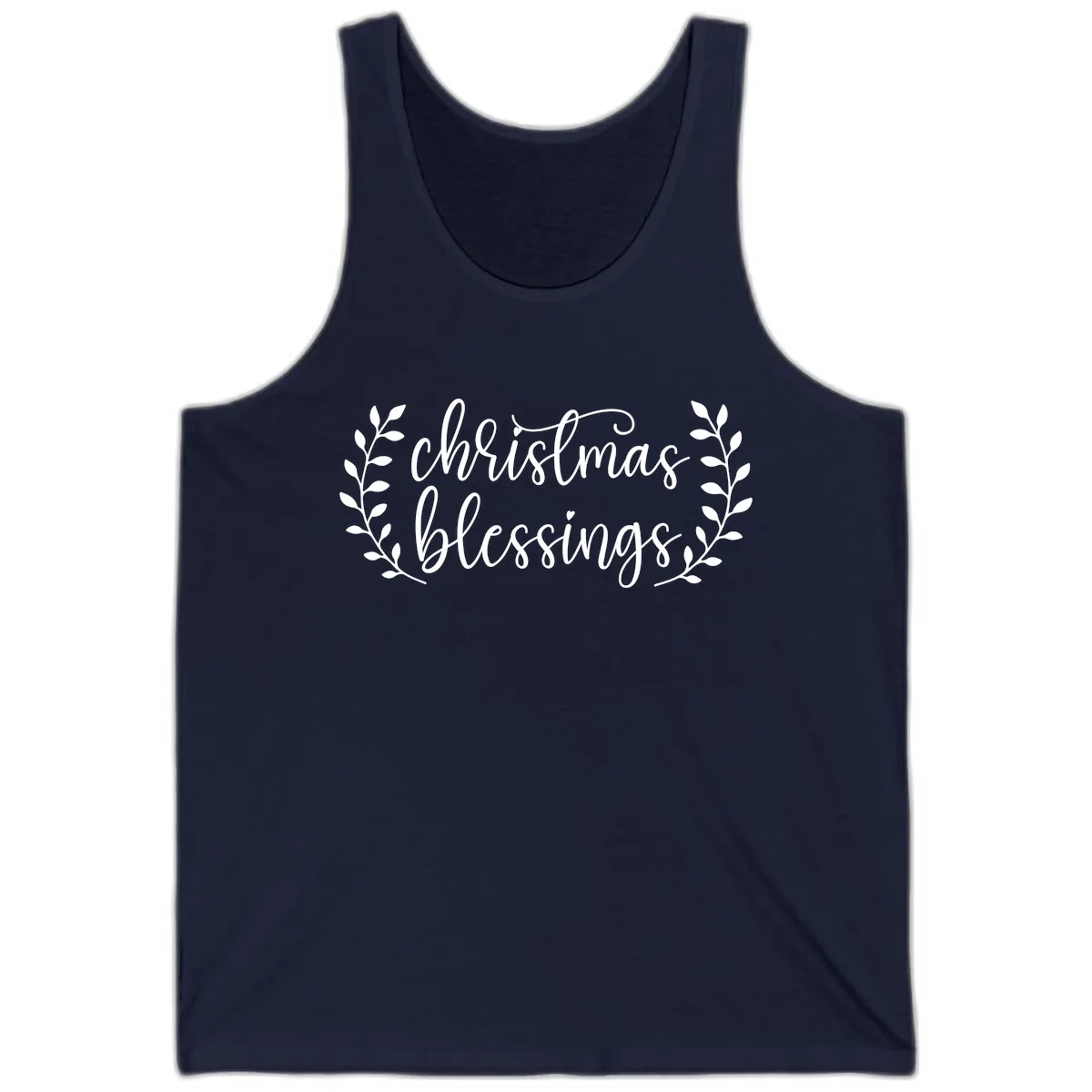 Christmas Blessings Elegant Script Design Tank in Navy