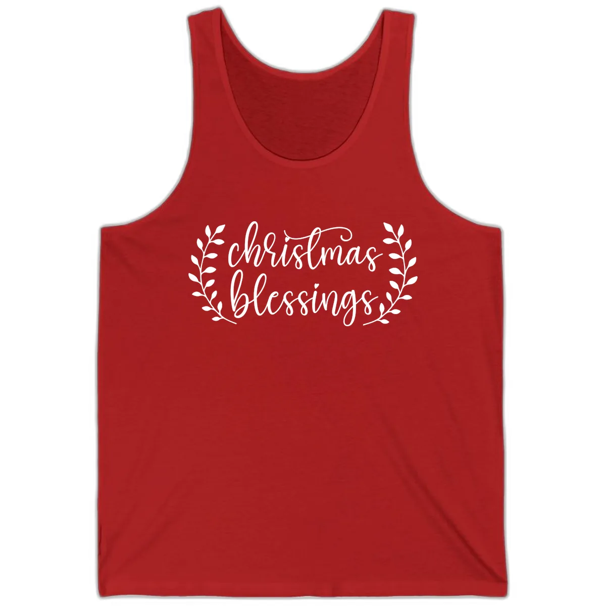 Christmas Blessings Elegant Script Design Tank in Red