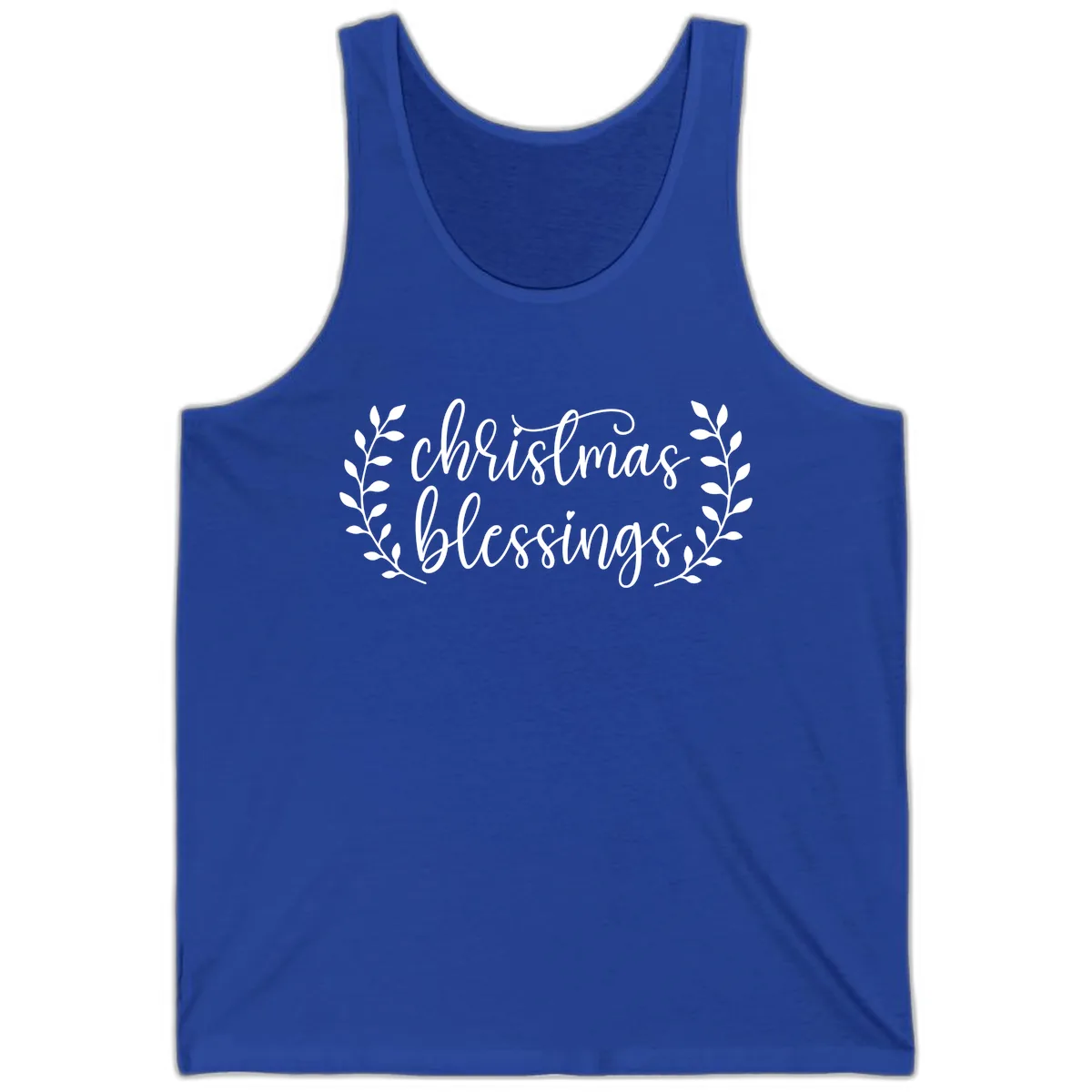 Christmas Blessings Elegant Script Design Tank in True Royal