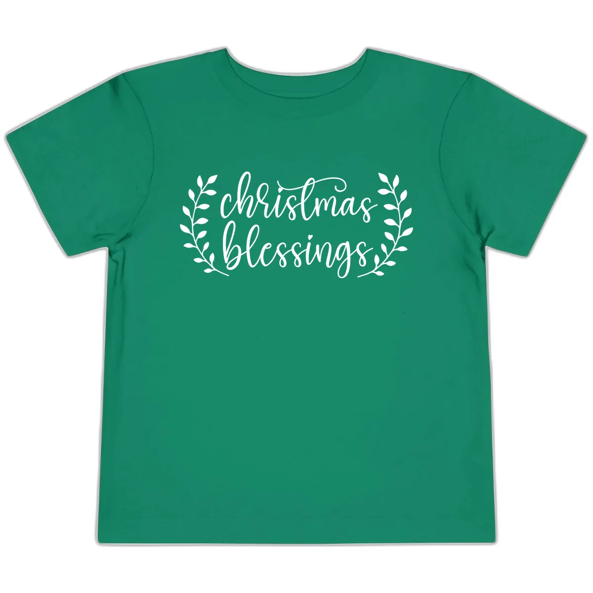Christmas Blessings Elegant Script Design Toddler T-Shirt in Kelly