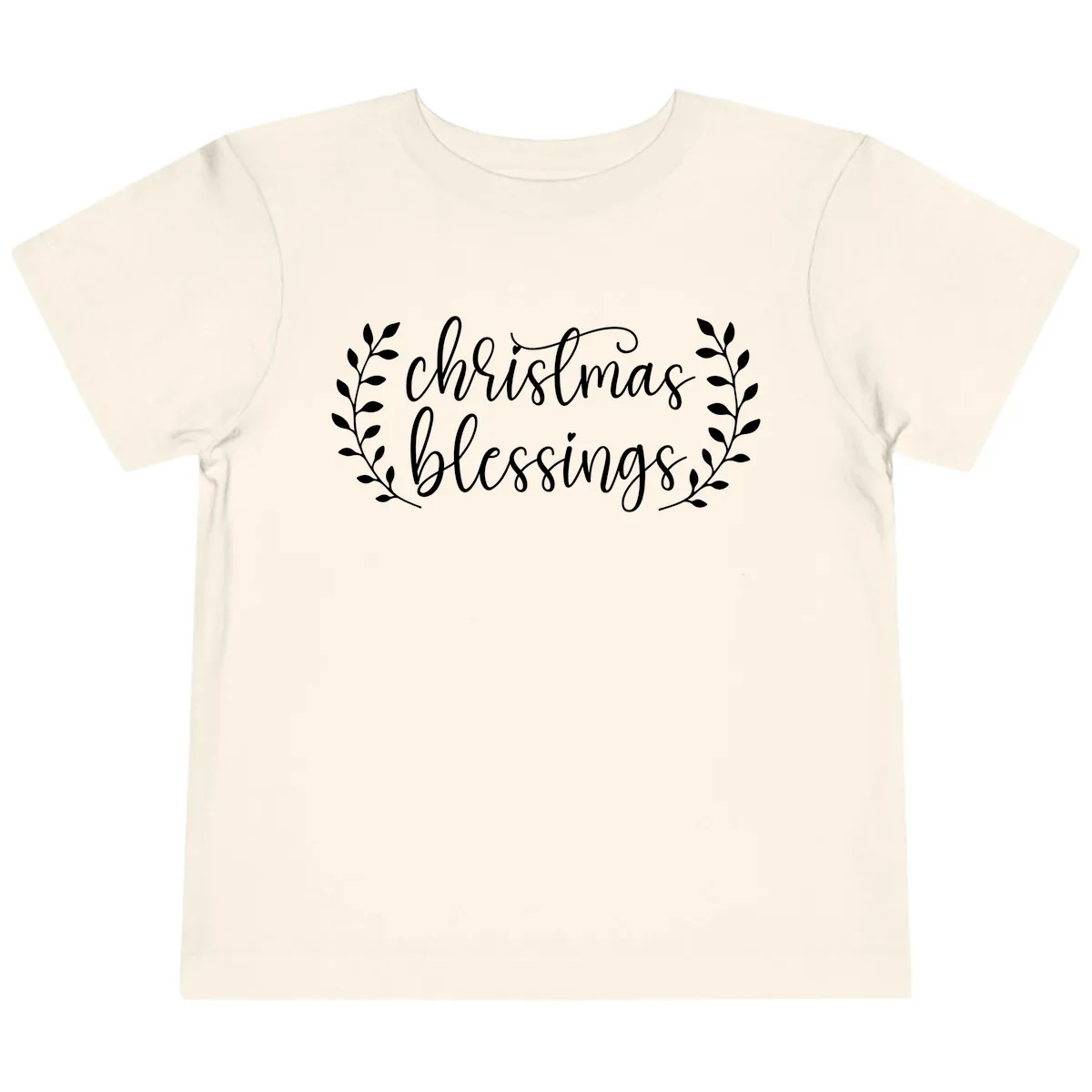 Christmas Blessings Elegant Script Design Toddler T-Shirt in Natural