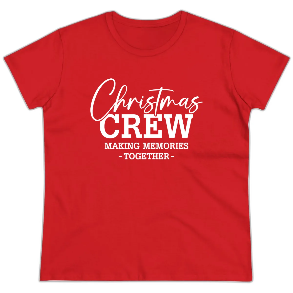 Christmas Crew Making Memories Together Ladies Tee in Red