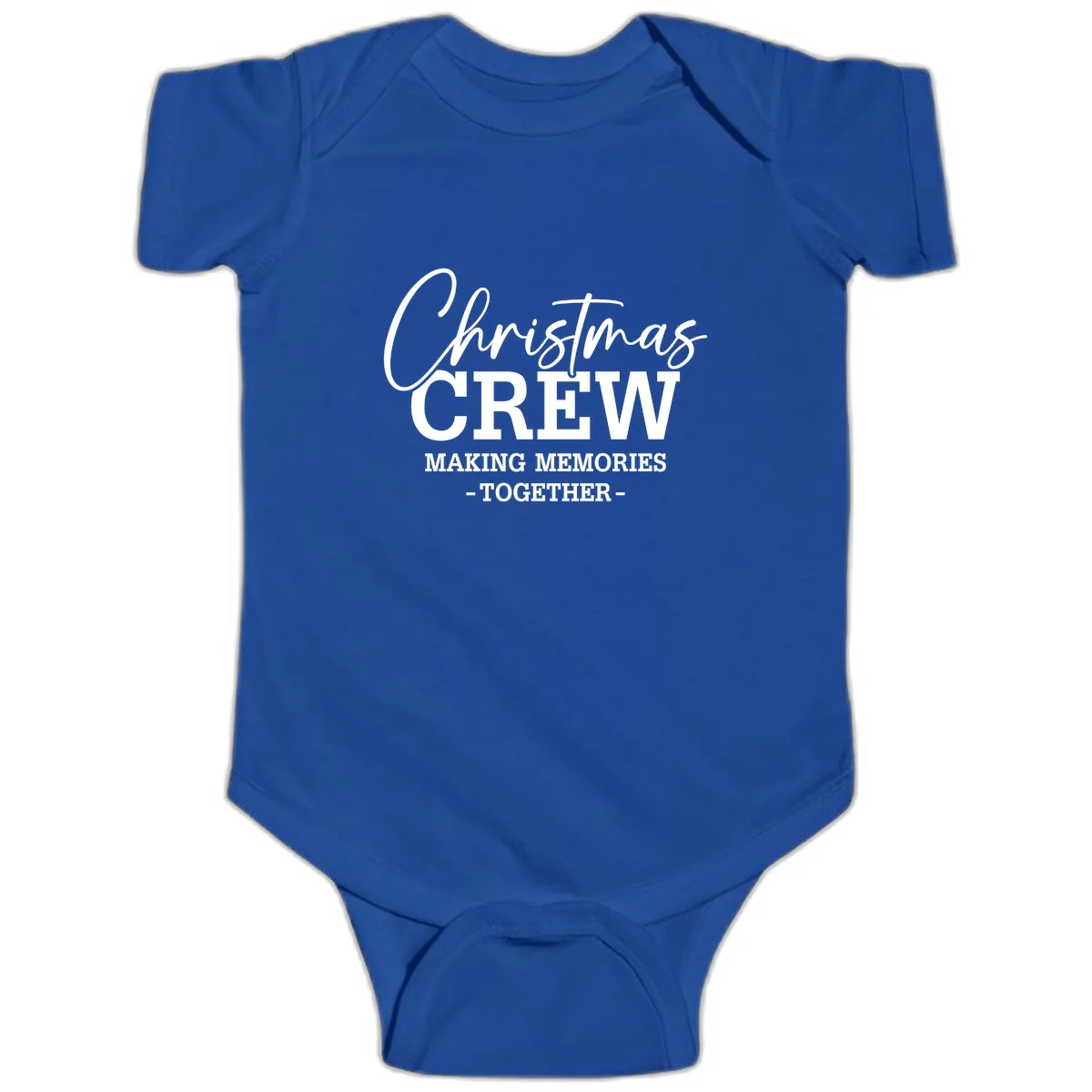 Christmas Crew Making Memories Together Baby Onesie in Royal