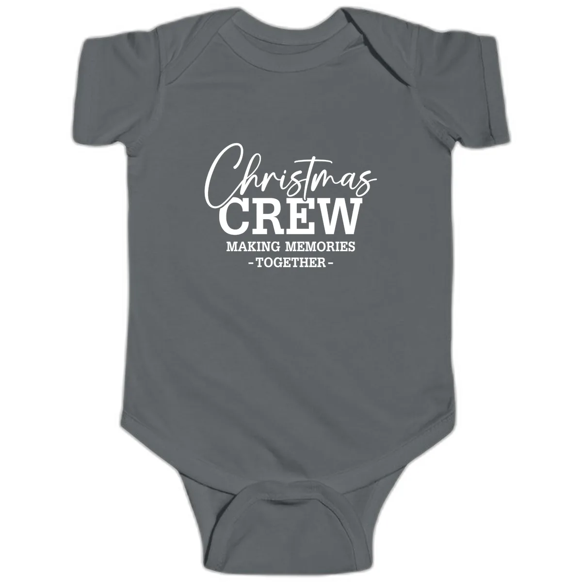 Christmas Crew Making Memories Together Baby Onesie in Charcoal