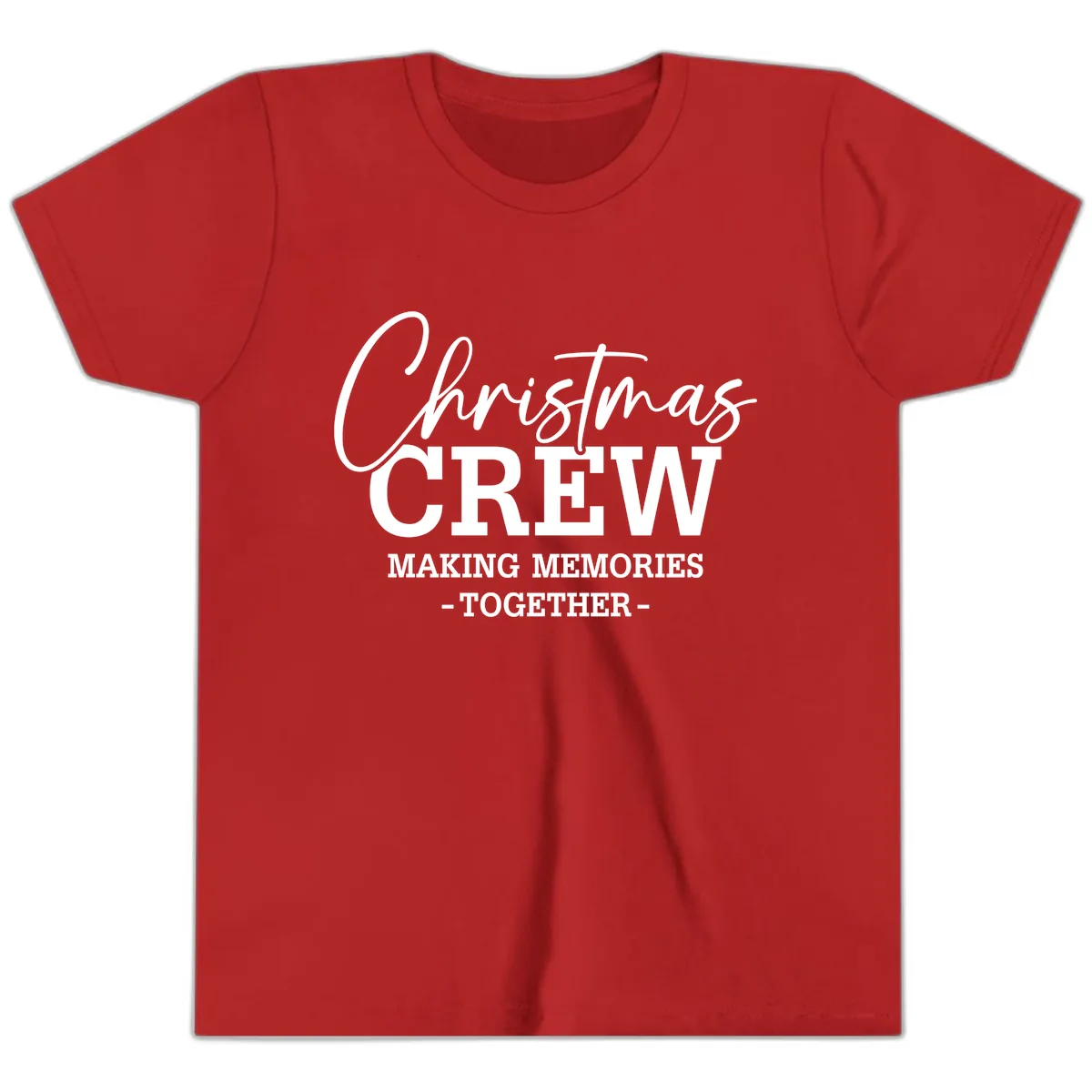 Christmas Crew Making Memories Together Youth T-Shirt in Red