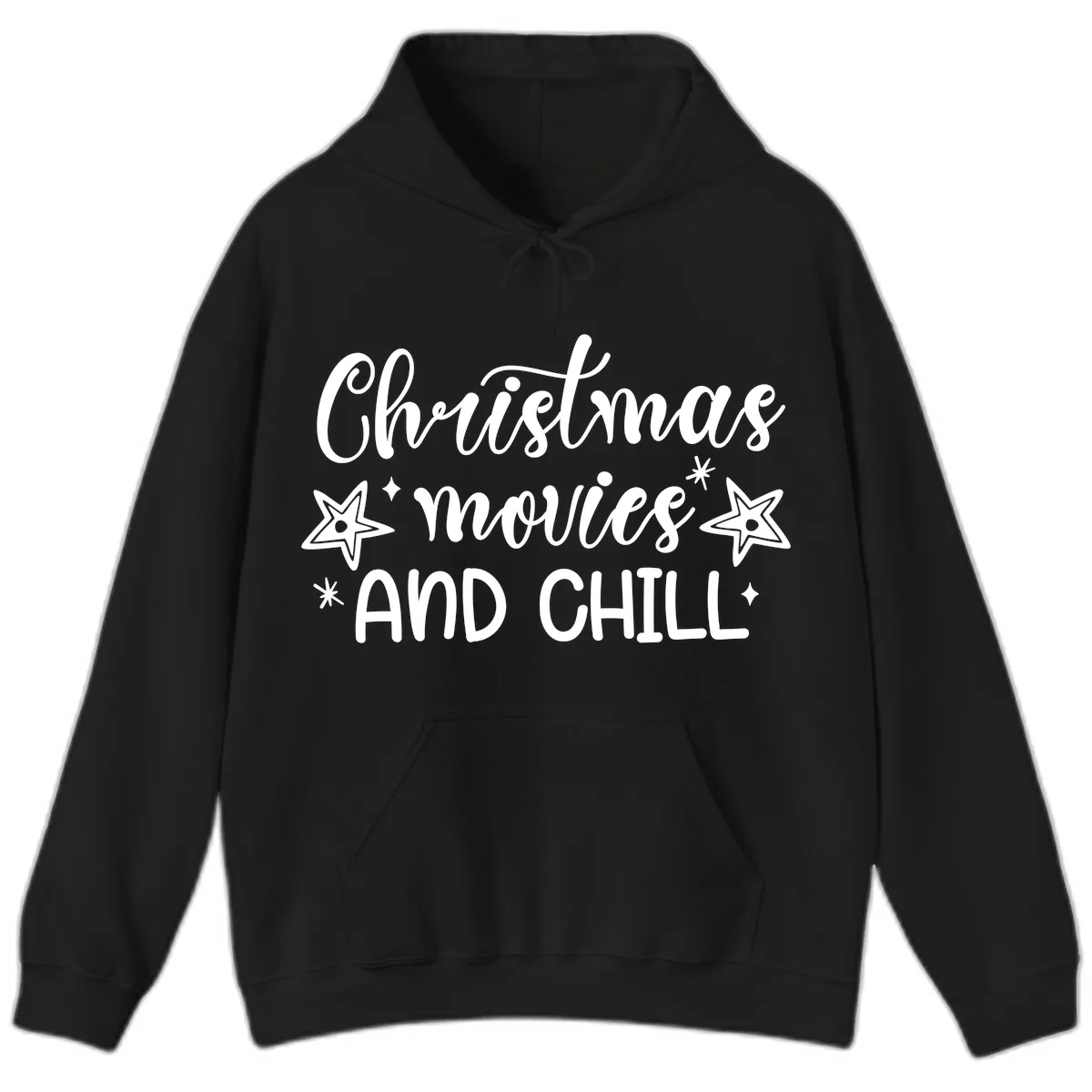 Christmas Movies And Chill Design Hoodie in Black