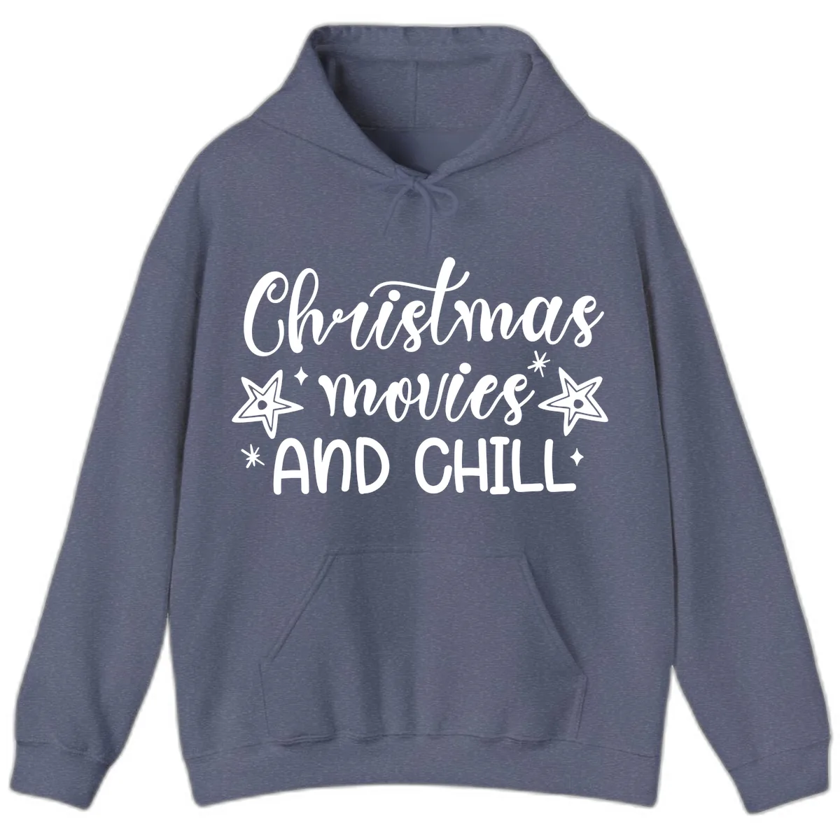 Christmas Movies And Chill Design Hoodie in Heather Navy