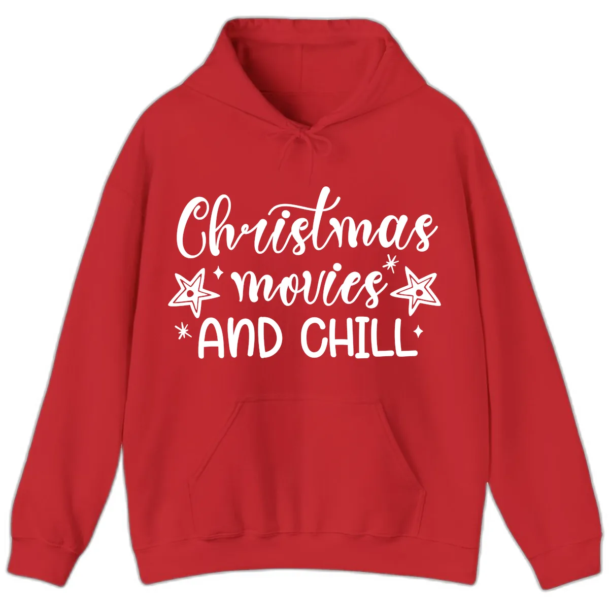 Christmas Movies And Chill Design Hoodie in Red