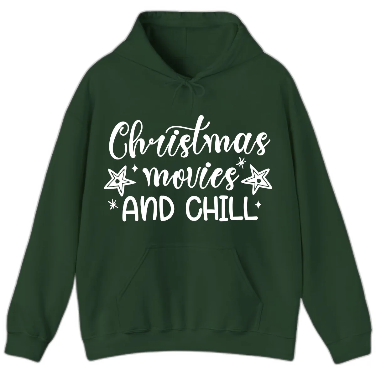 Christmas Movies And Chill Design Hoodie in Forest Green