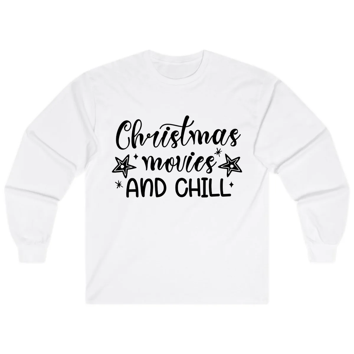 Christmas Movies And Chill Design Long Sleeve in White