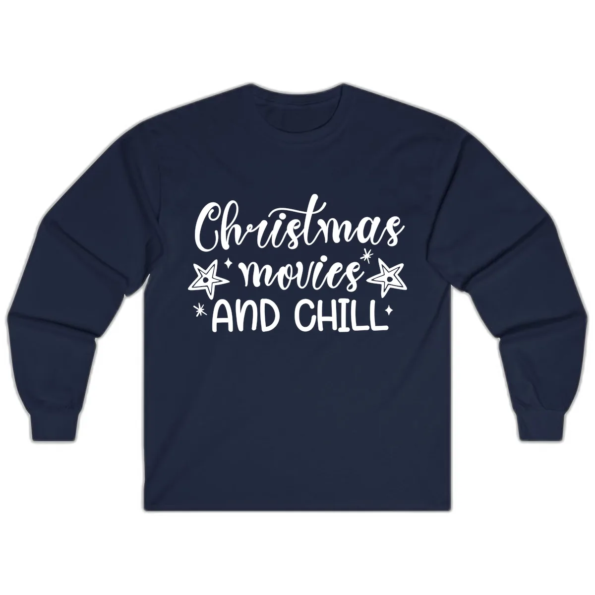 Christmas Movies And Chill Design Long Sleeve in Navy