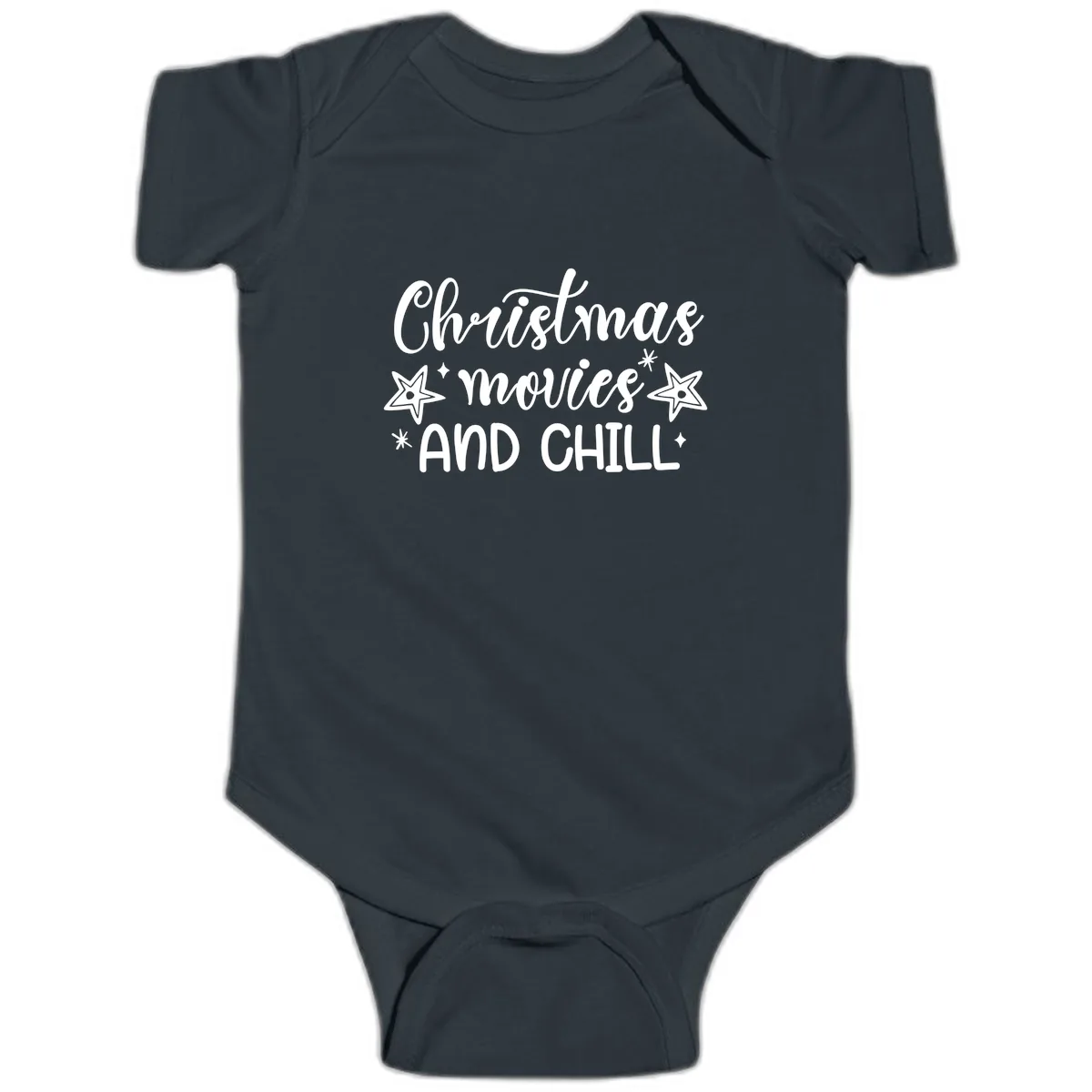 Christmas Movies And Chill Design Baby Onesie in Black