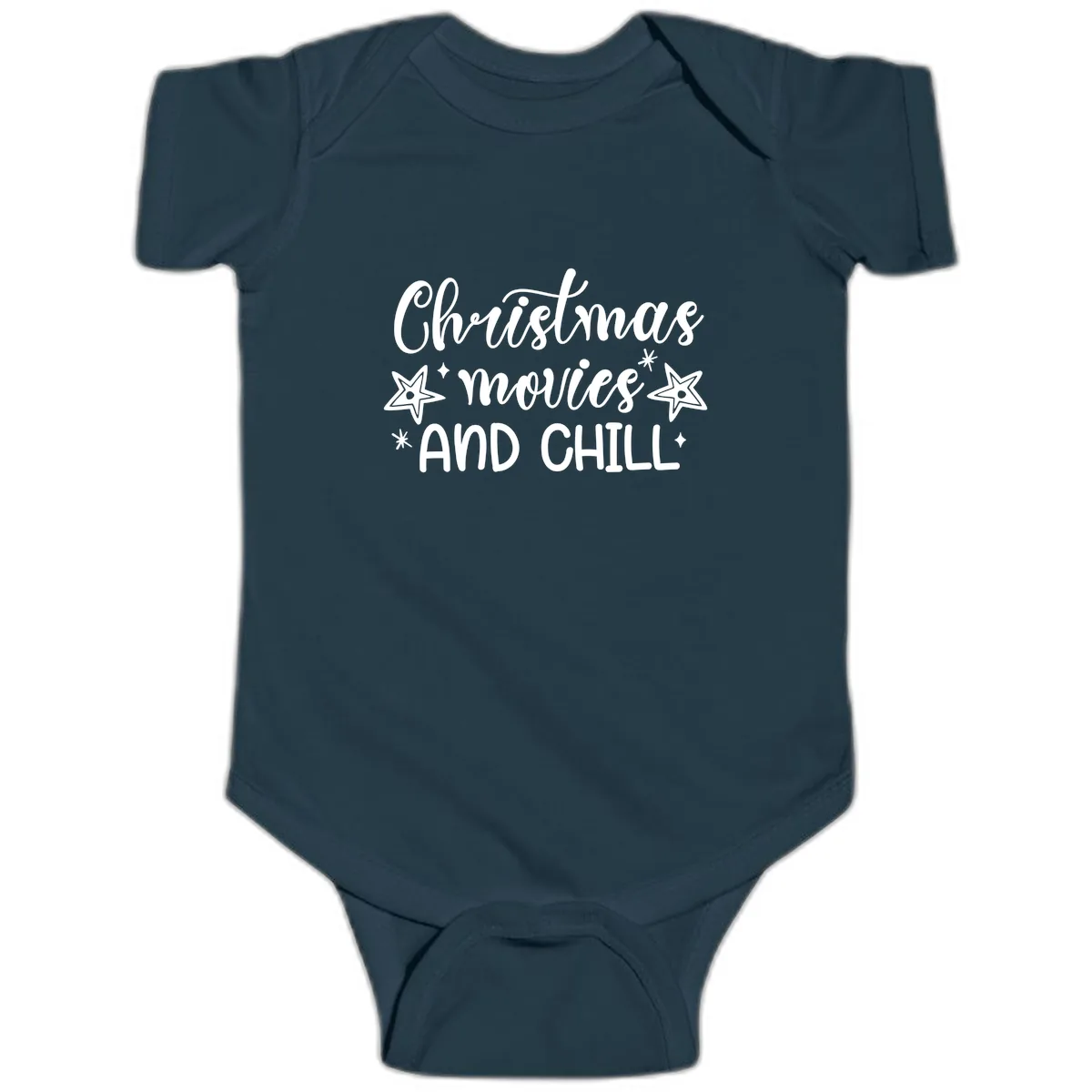 Christmas Movies And Chill Design Baby Onesie in Navy