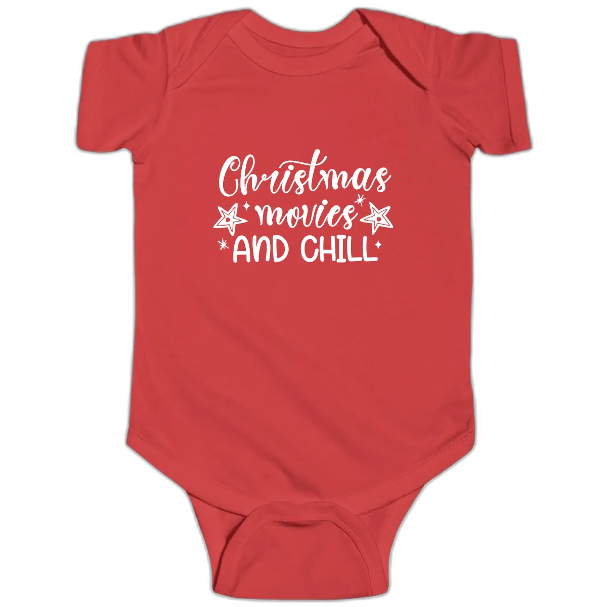 Christmas Movies And Chill Design Baby Onesie in Red