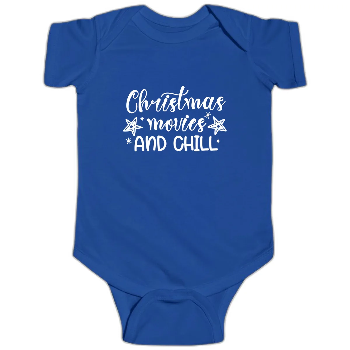 Christmas Movies And Chill Design Baby Onesie in Royal