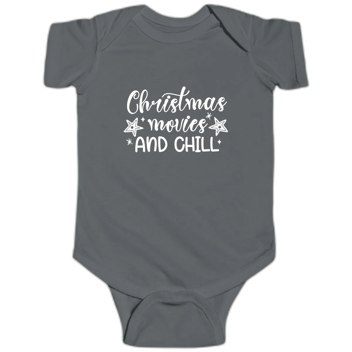 Christmas Movies And Chill Design Baby Onesie in Charcoal