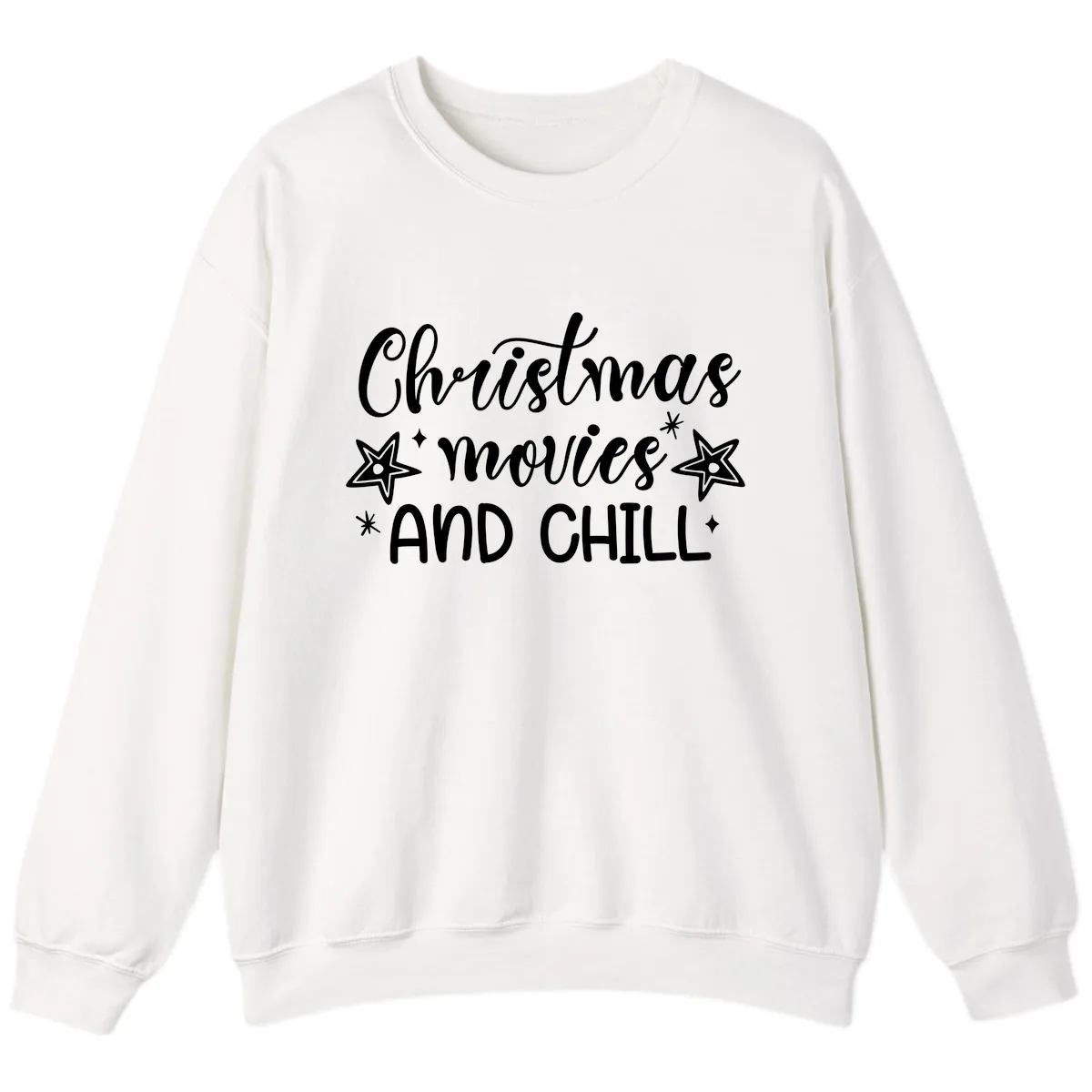 Christmas Movies And Chill Design Sweatshirt in White