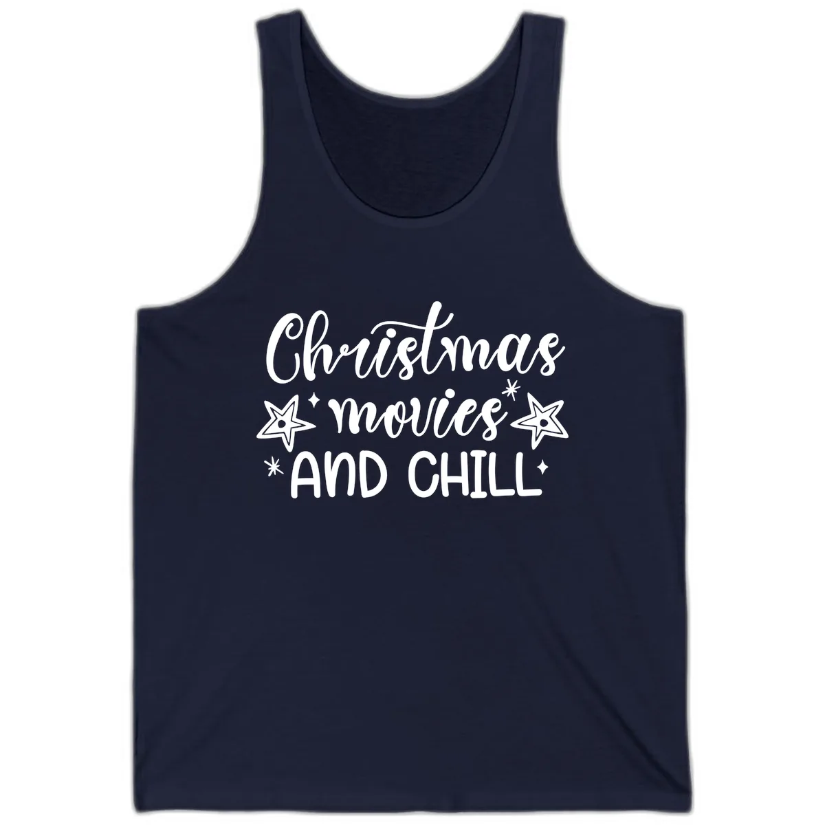 Christmas Movies And Chill Design Tank in Navy