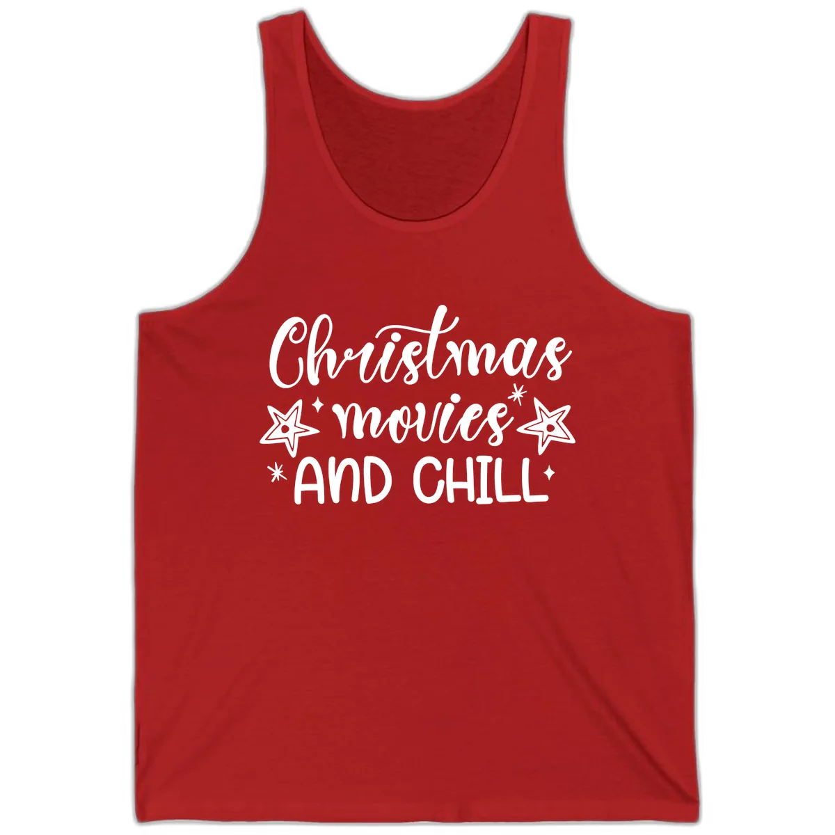Christmas Movies And Chill Design Tank in Red