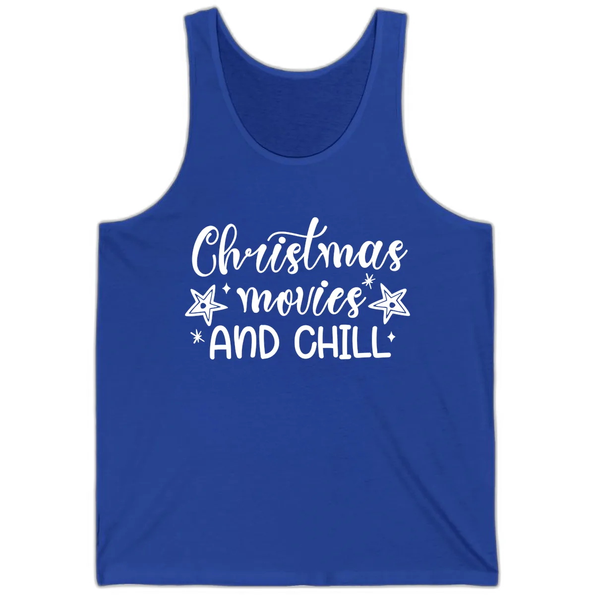 Christmas Movies And Chill Design Tank in True Royal