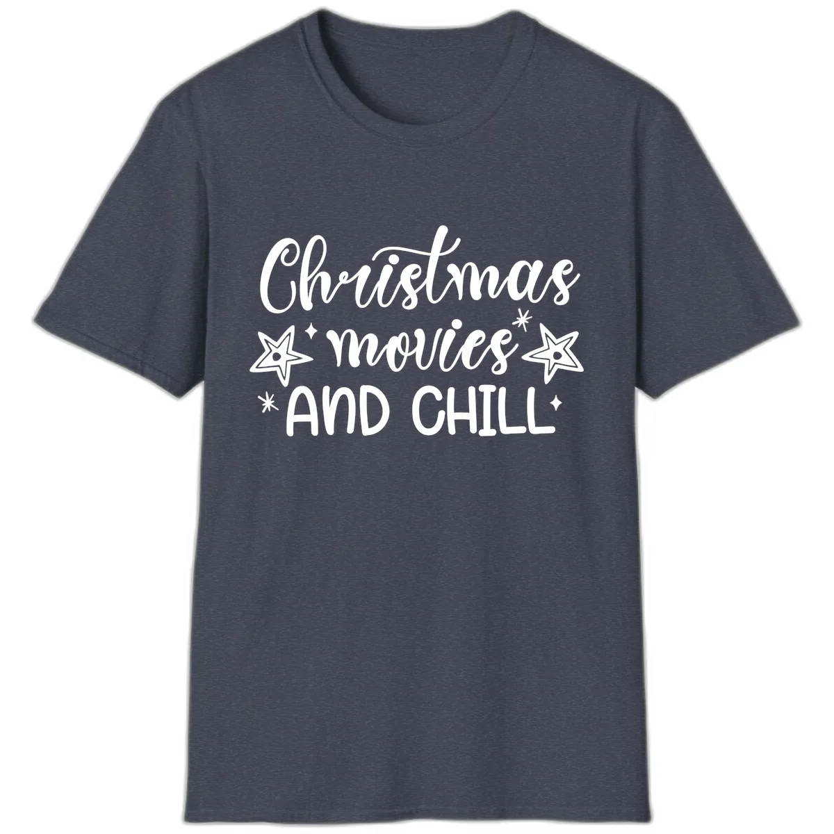 Christmas Movies And Chill Design T-Shirt in Heather Navy