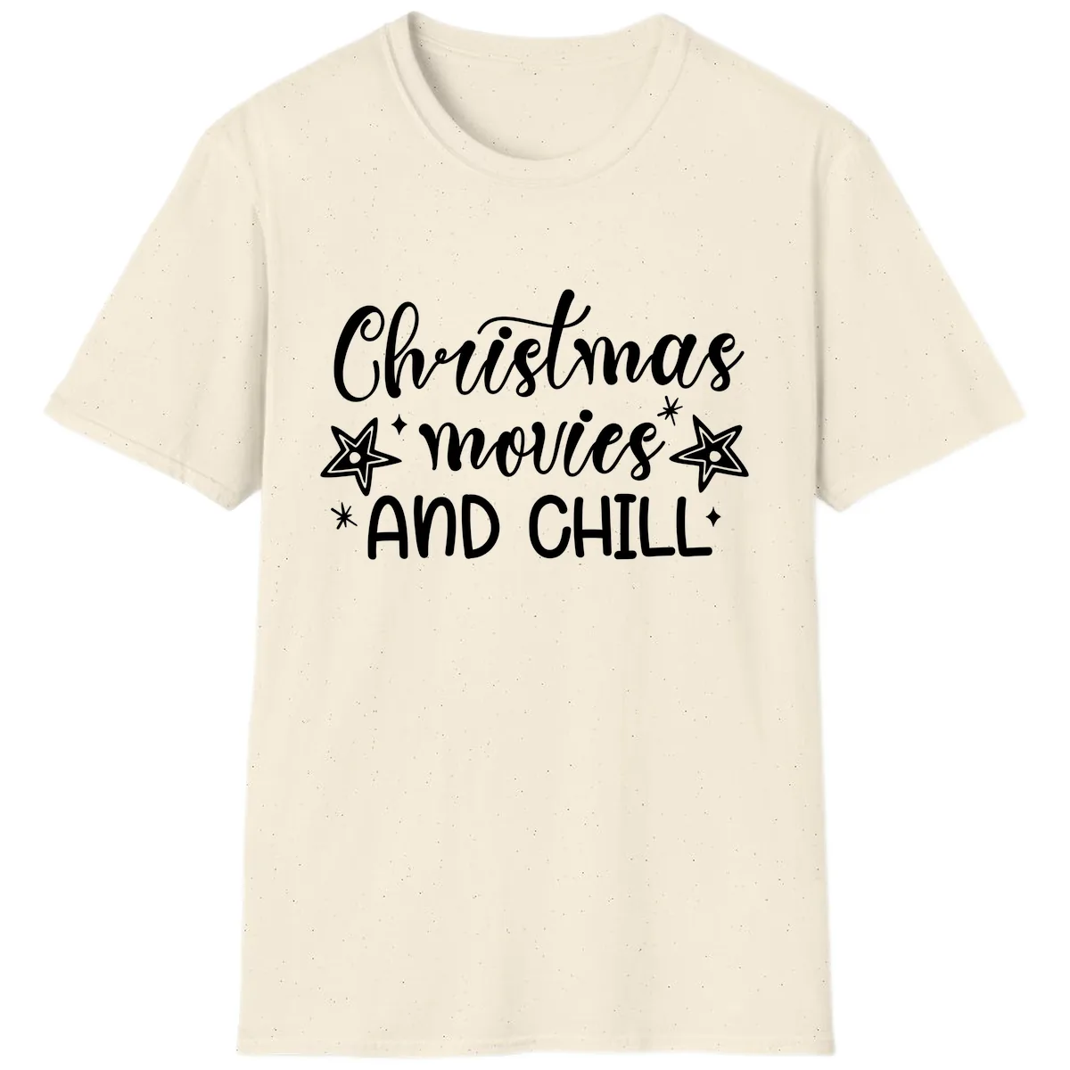 Christmas Movies And Chill Design T-Shirt in Natural