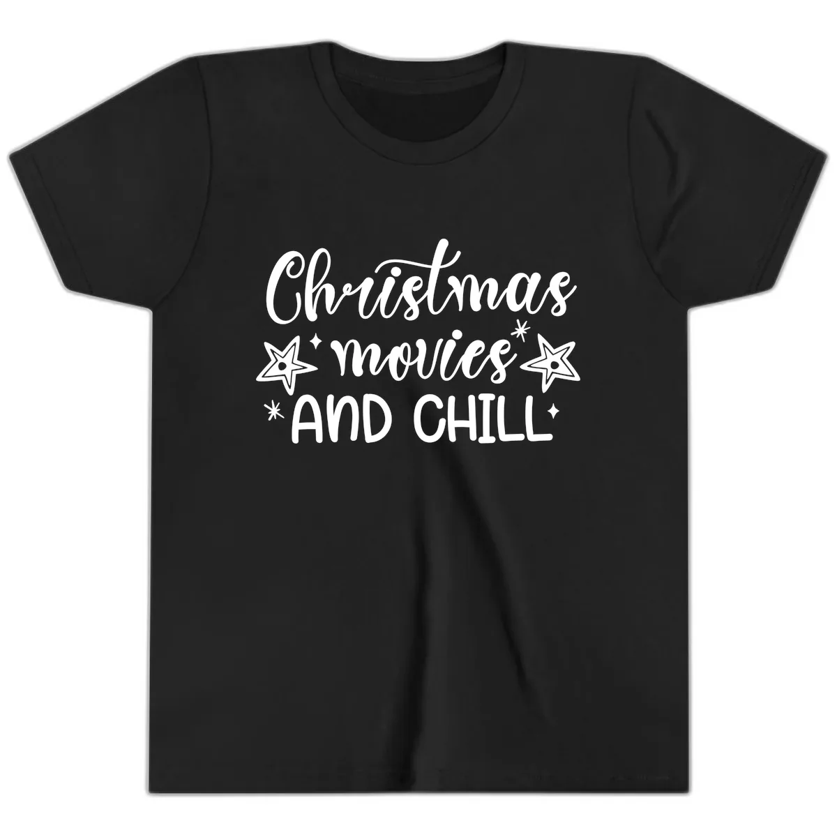 Christmas Movies And Chill Design Youth T-Shirt in Black