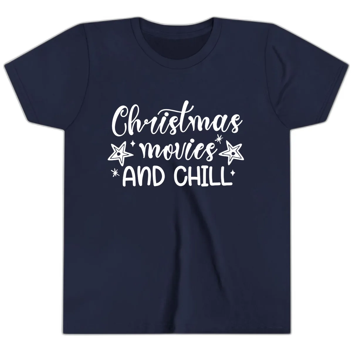 Christmas Movies And Chill Design Youth T-Shirt in Navy