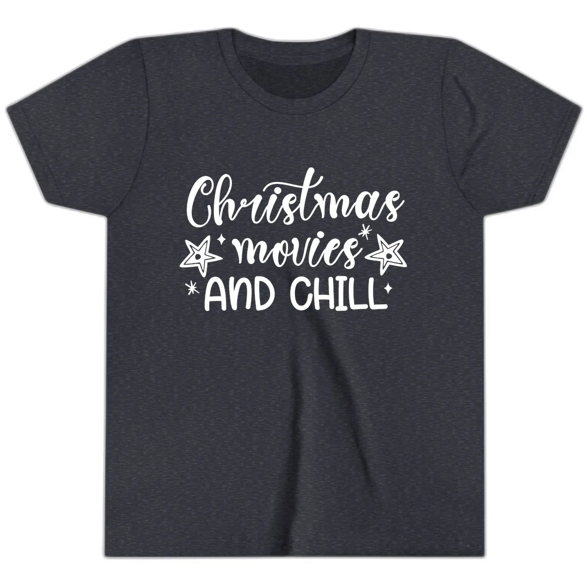 Christmas Movies And Chill Design Youth T-Shirt in Heather Navy