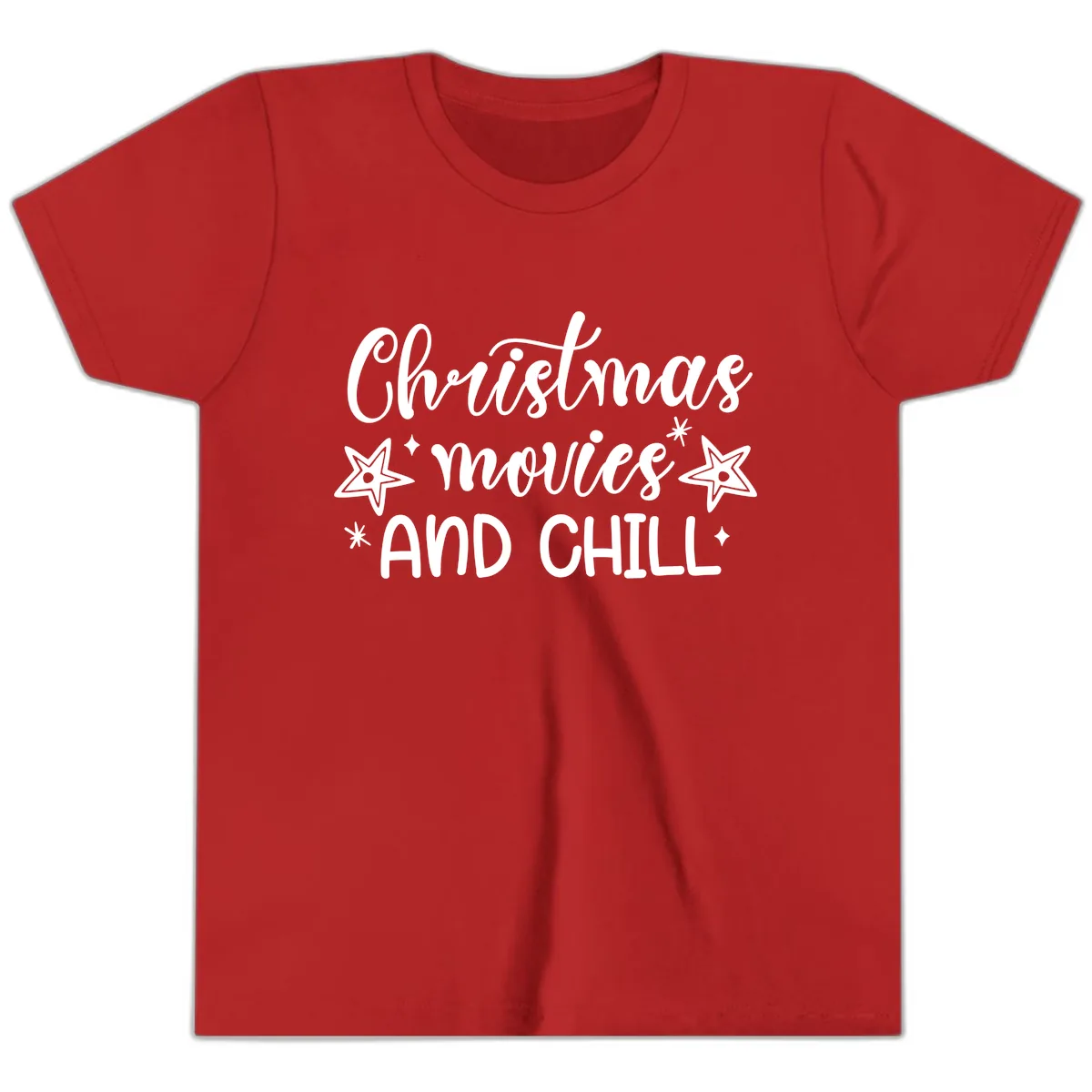 Christmas Movies And Chill Design Youth T-Shirt in Red