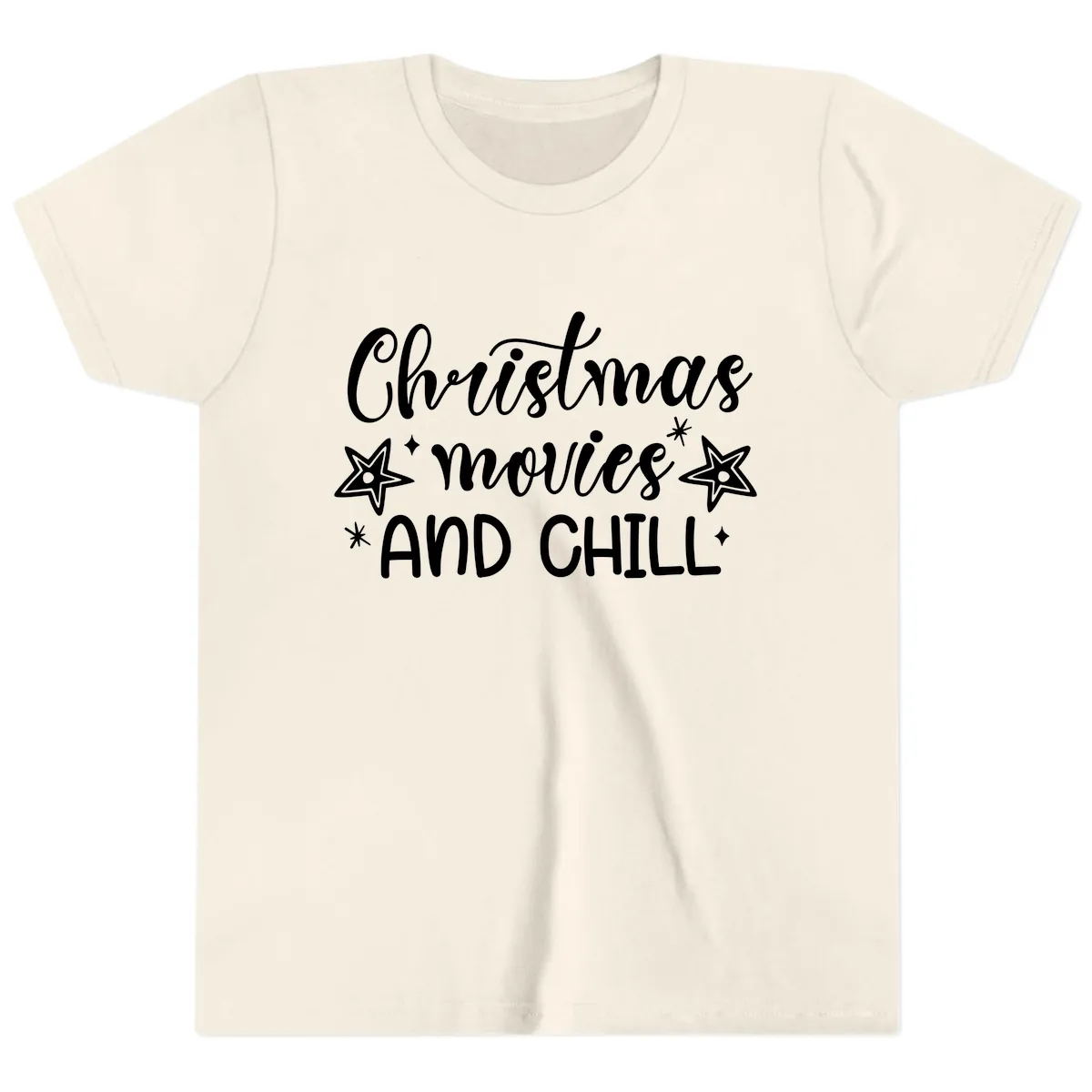 Christmas Movies And Chill Design Youth T-Shirt in Natural