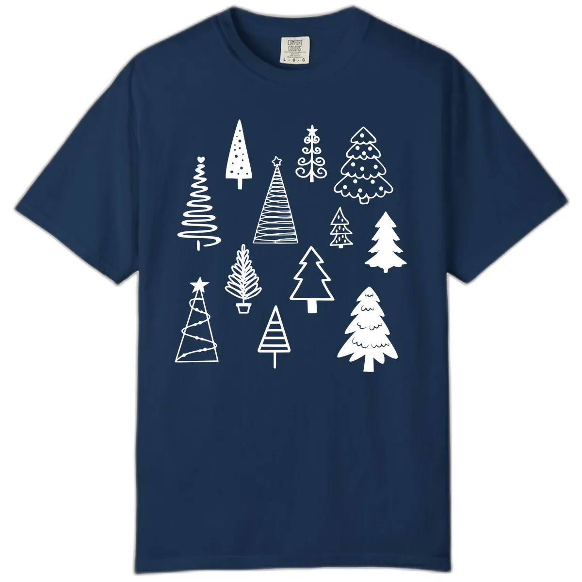 Whimsical Christmas Tree Collection Comfort Color in Navy