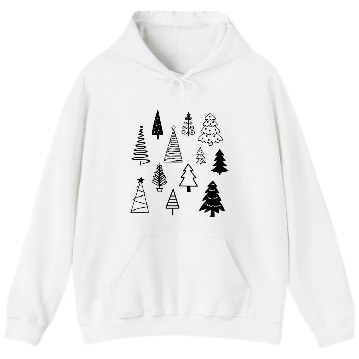 Whimsical Christmas Tree Collection Hoodie in White