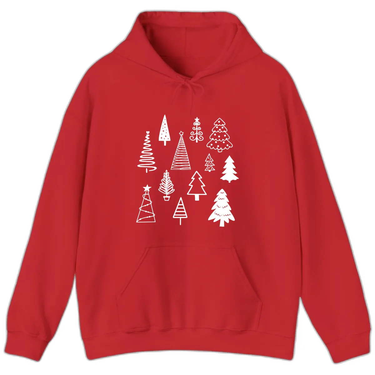 Whimsical Christmas Tree Collection Hoodie in Red