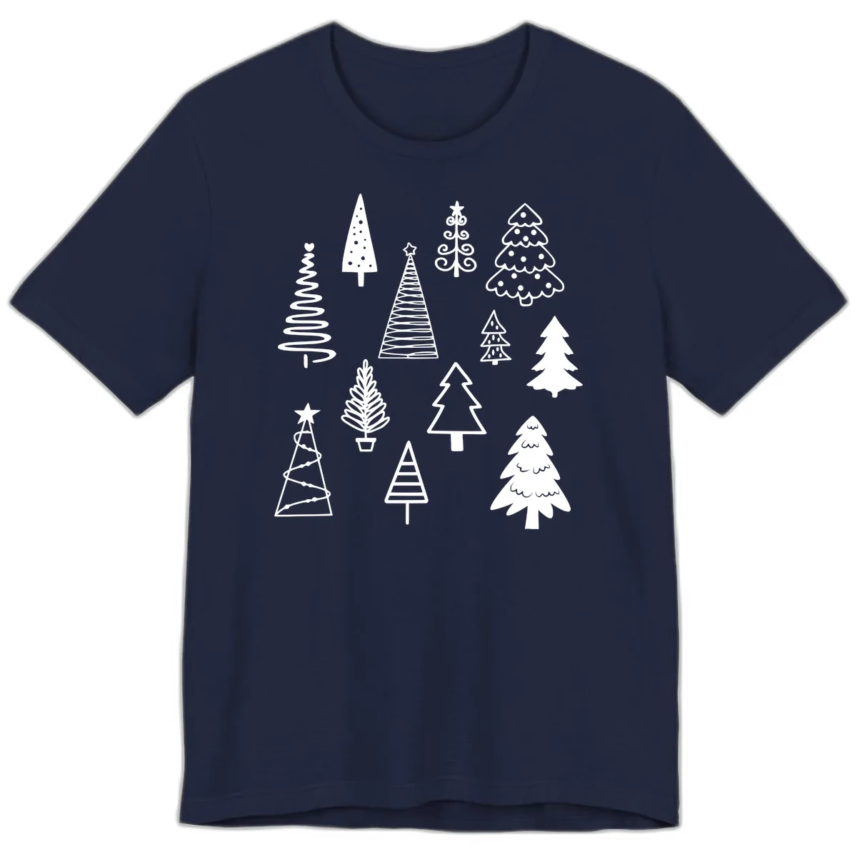 Whimsical Christmas Tree Collection Premium T-Shirt in Navy