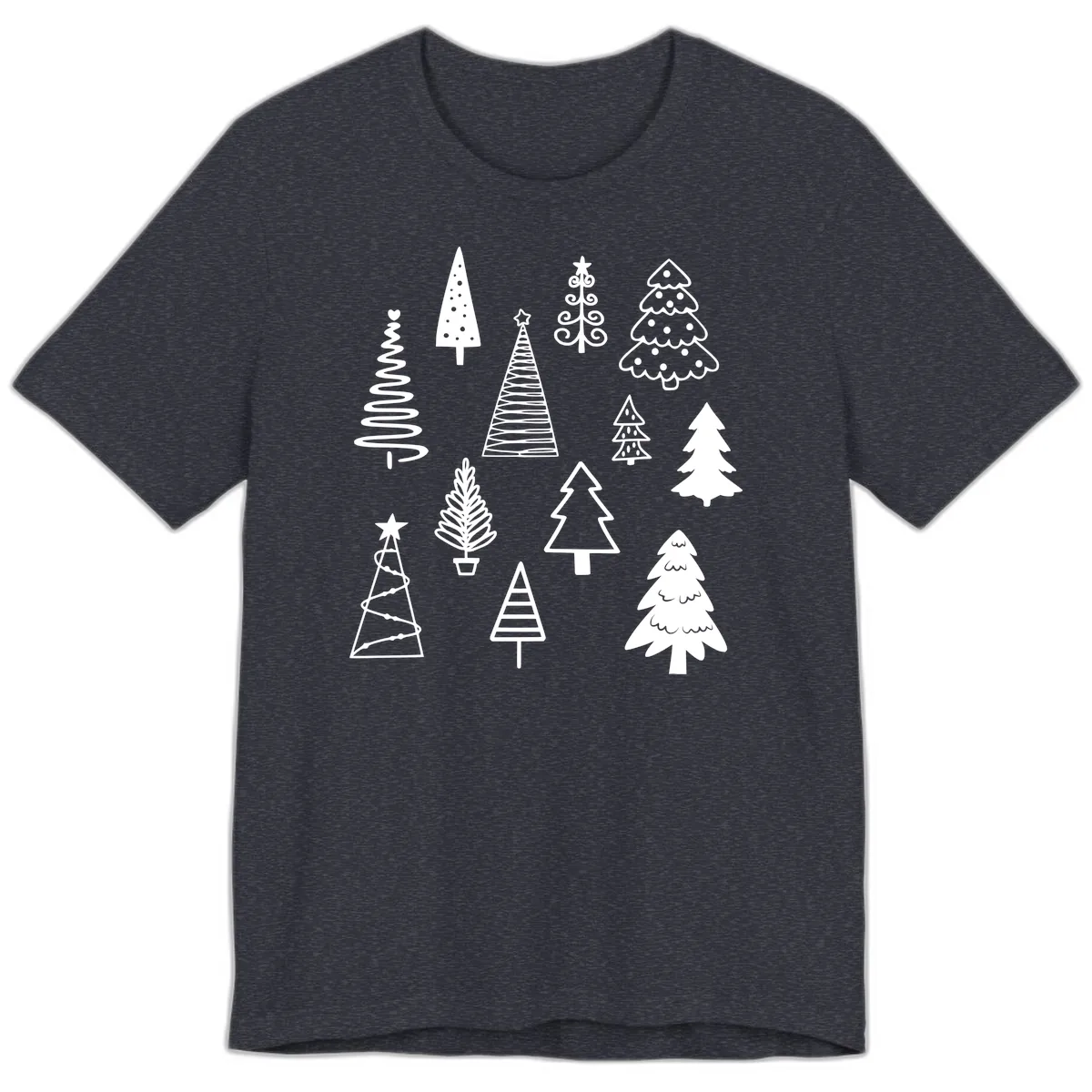 Whimsical Christmas Tree Collection Premium T-Shirt in Heather Navy
