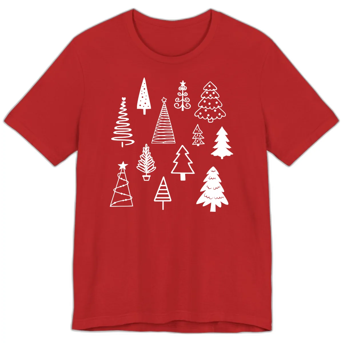 Whimsical Christmas Tree Collection Premium T-Shirt in Red