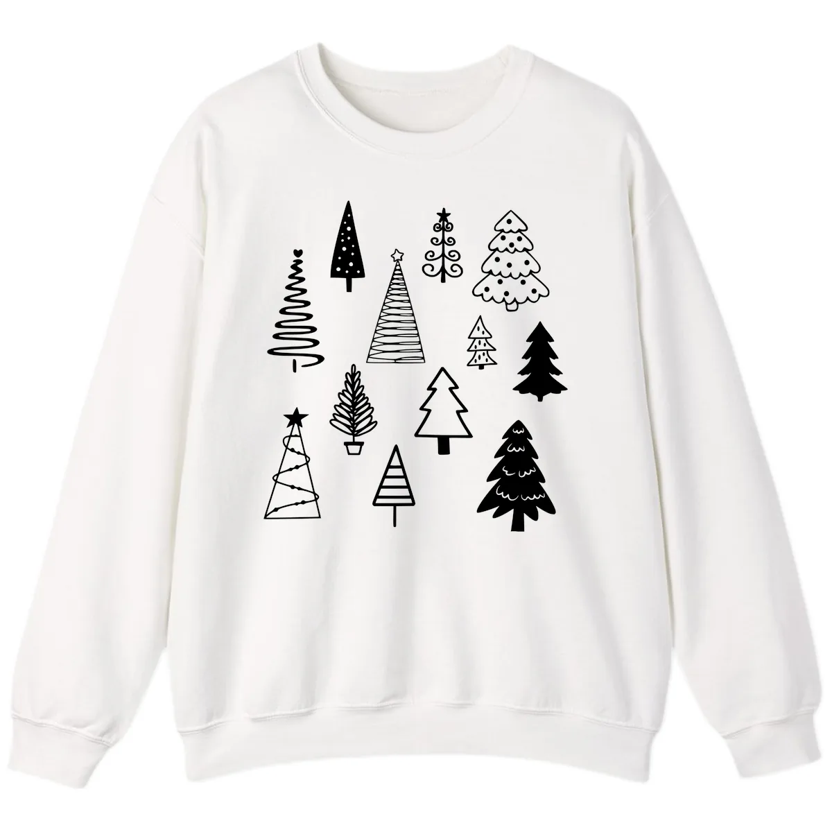 Whimsical Christmas Tree Collection Sweatshirt in White