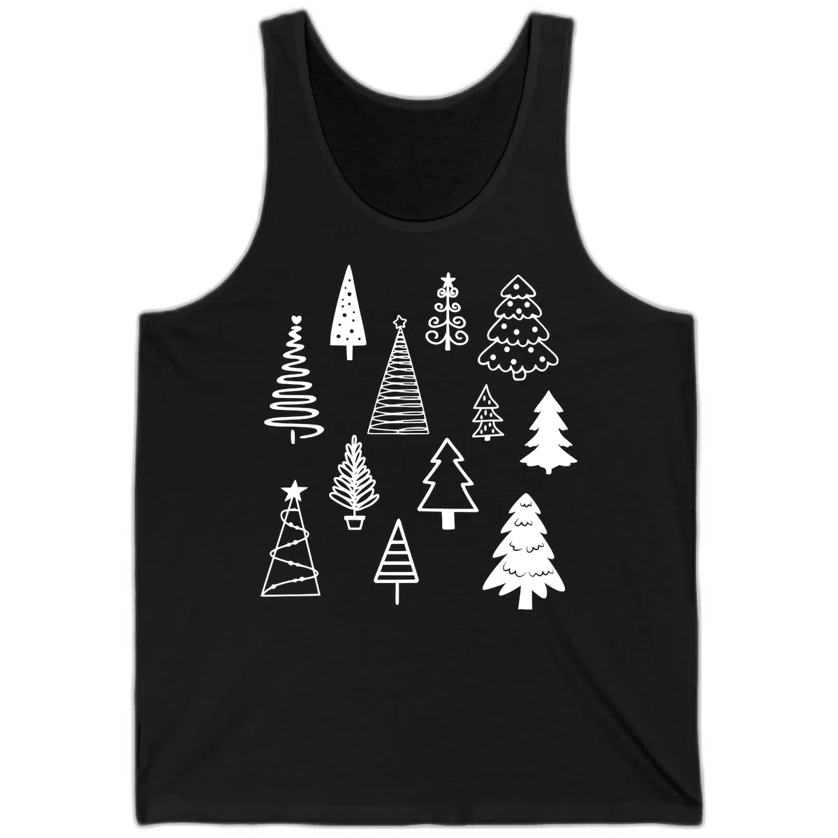 Whimsical Christmas Tree Collection Tank in Black