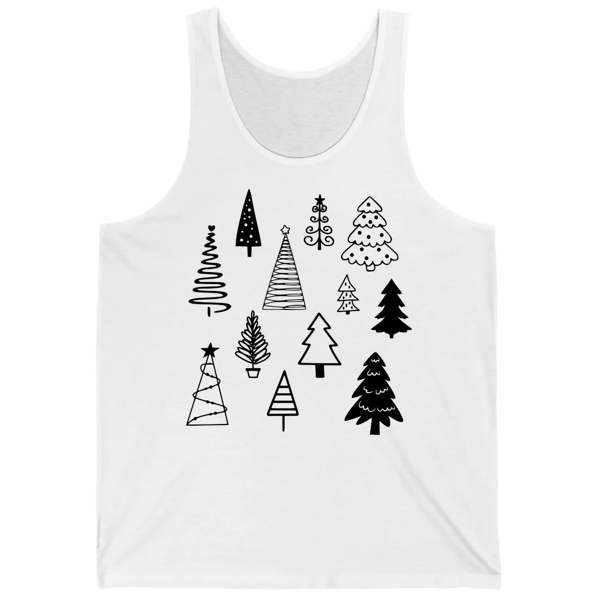 Whimsical Christmas Tree Collection Tank in White