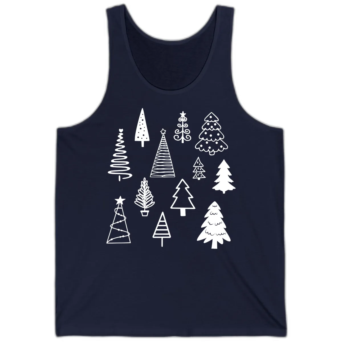 Whimsical Christmas Tree Collection Tank in Navy