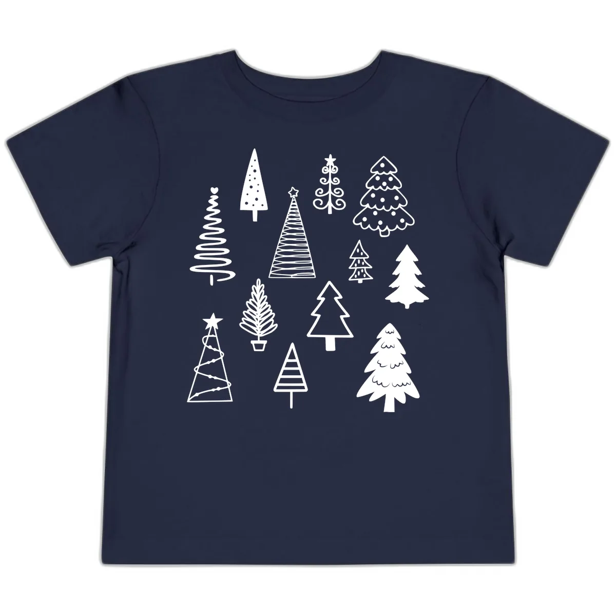 Whimsical Christmas Tree Collection Toddler T-Shirt in Navy
