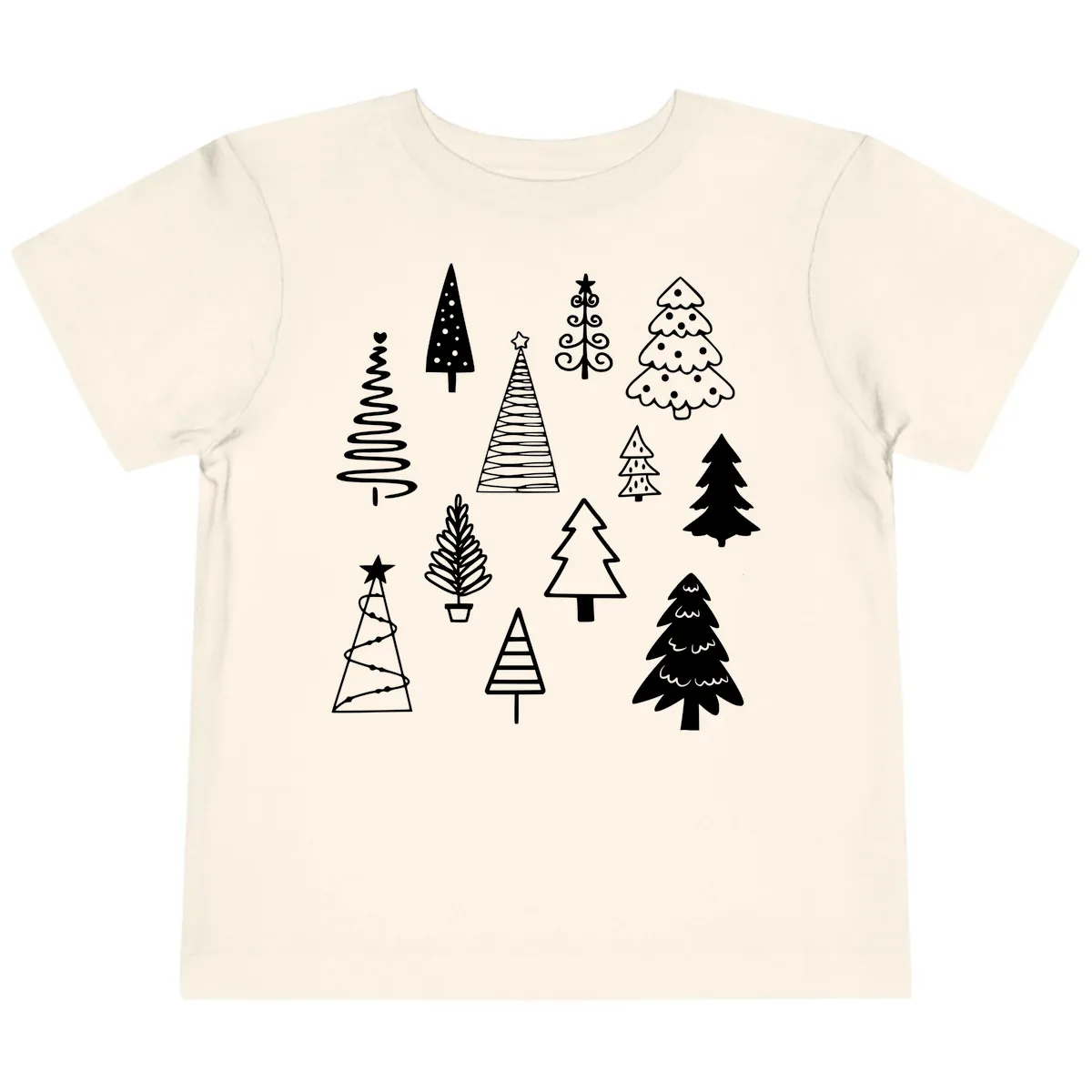 Whimsical Christmas Tree Collection Toddler T-Shirt in Natural
