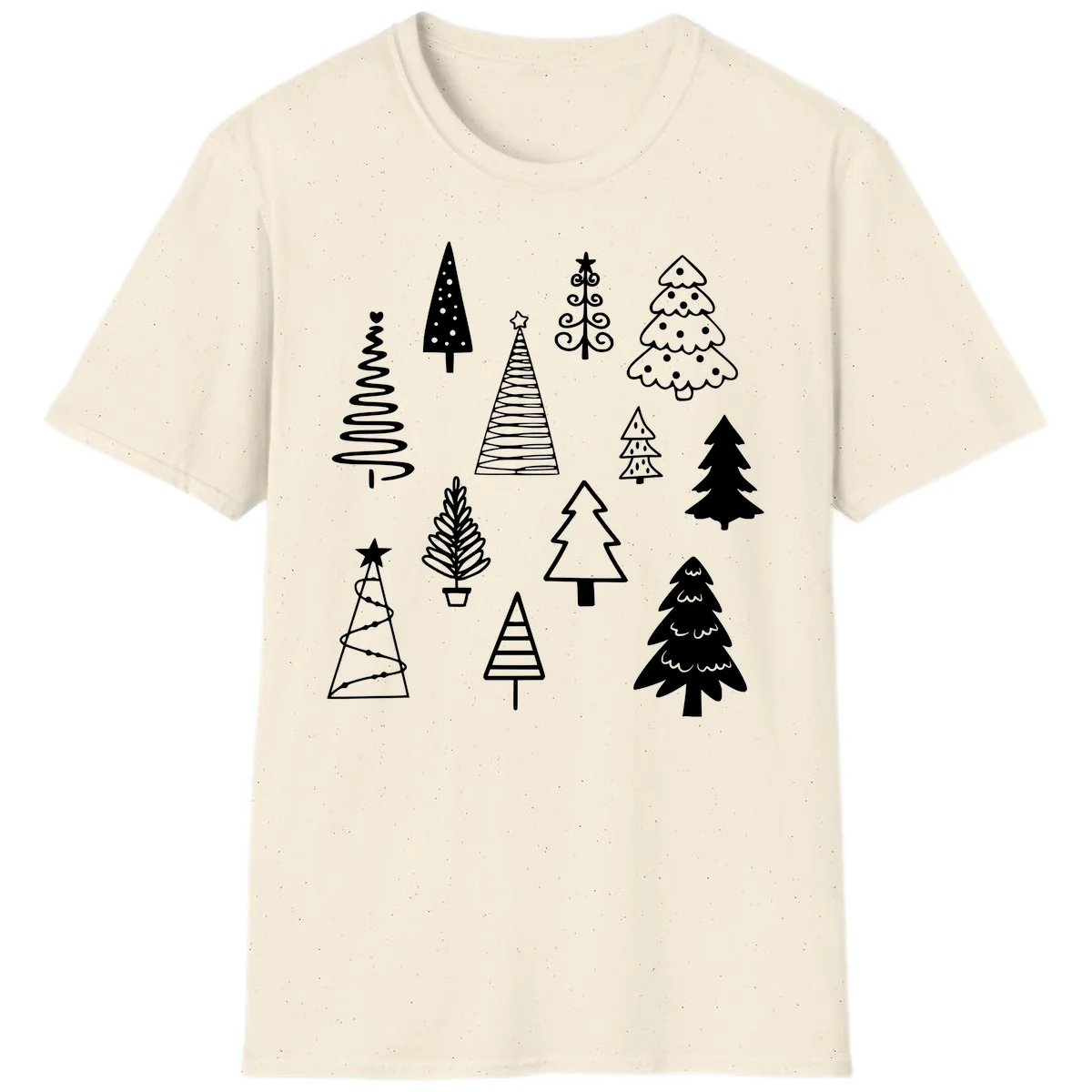 Whimsical Christmas Tree Collection T-Shirt in Natural