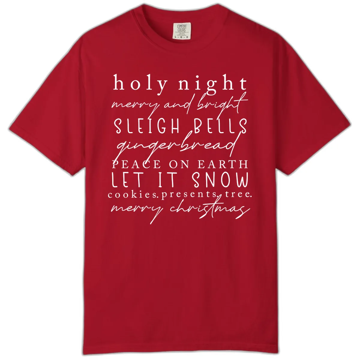 Holiday Phrases Typography Comfort Color in Red