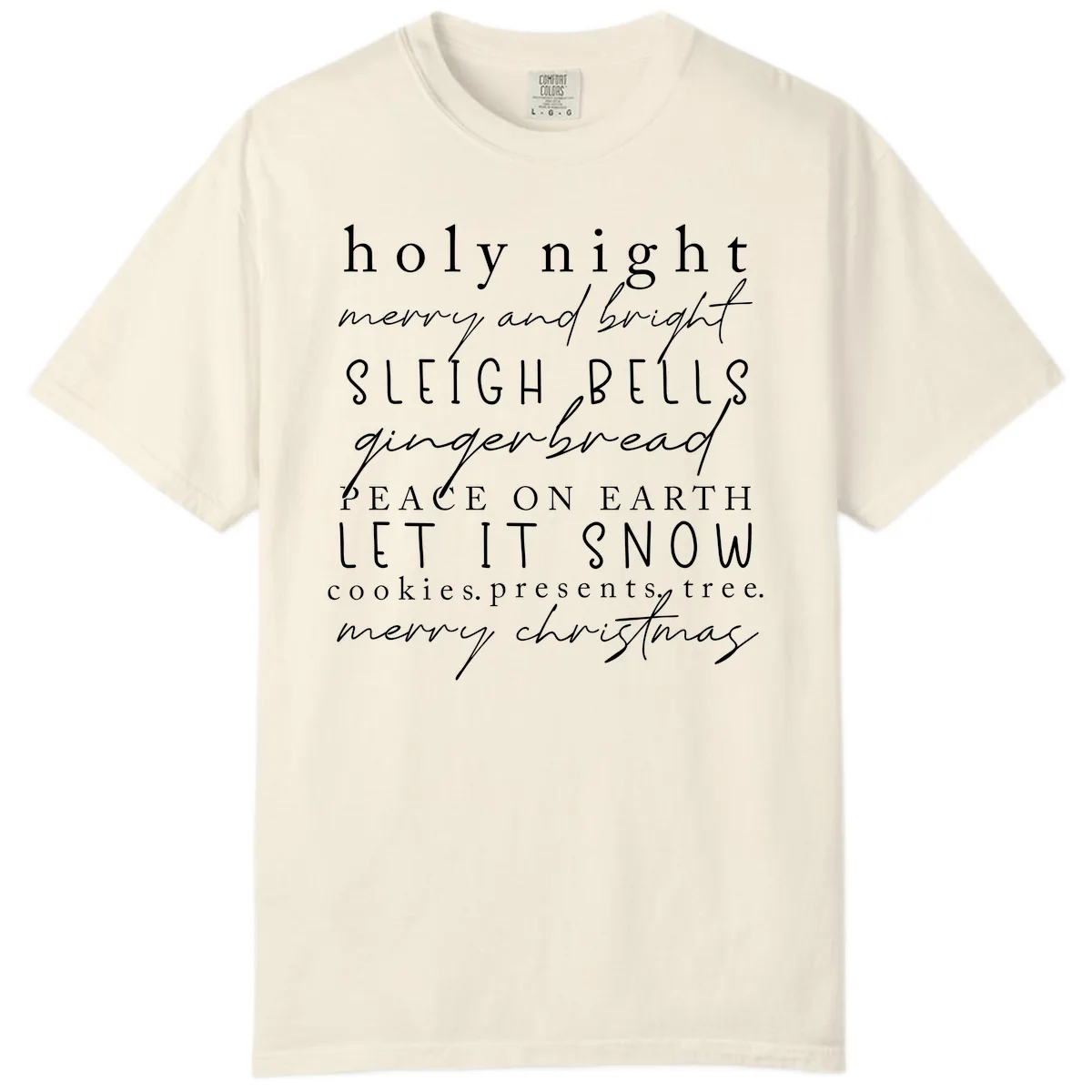 Holiday Phrases Typography Comfort Color in Ivory