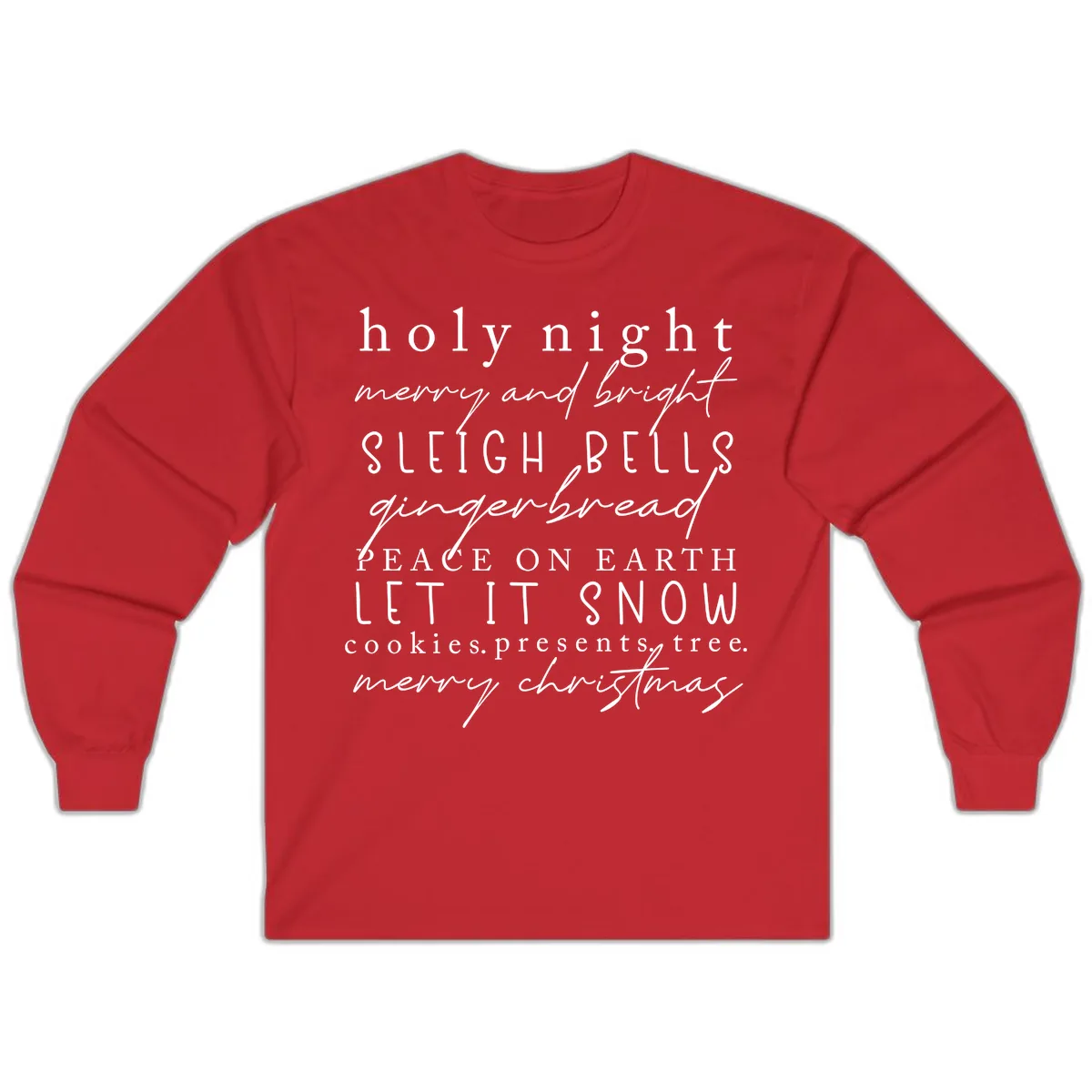 Holiday Phrases Typography Long Sleeve in Red