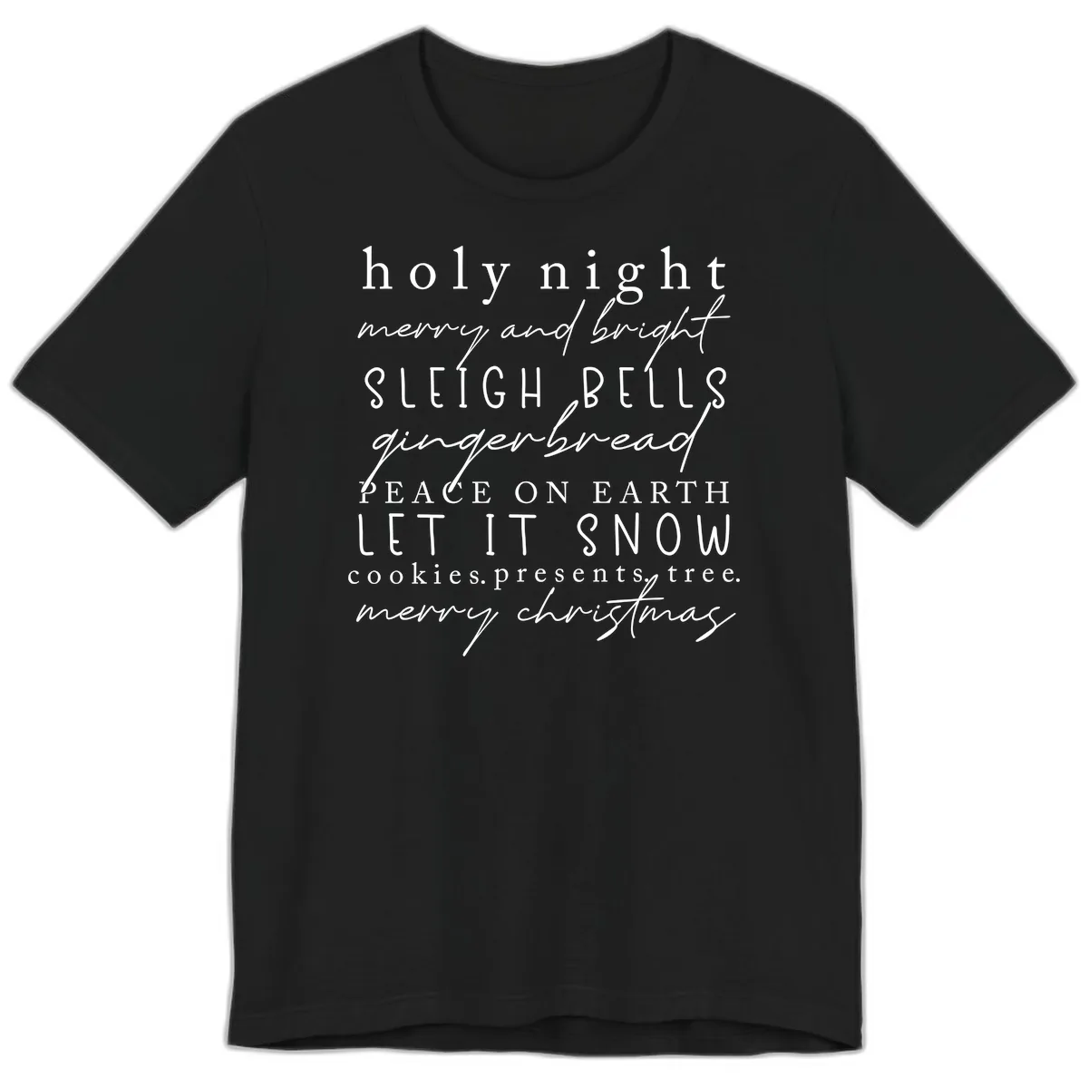 Holiday Phrases Typography Premium T-Shirt in Black