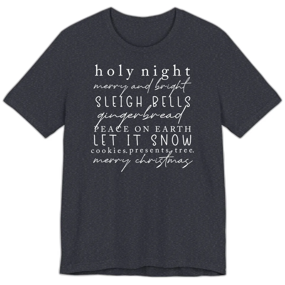 Holiday Phrases Typography Premium T-Shirt in Heather Navy