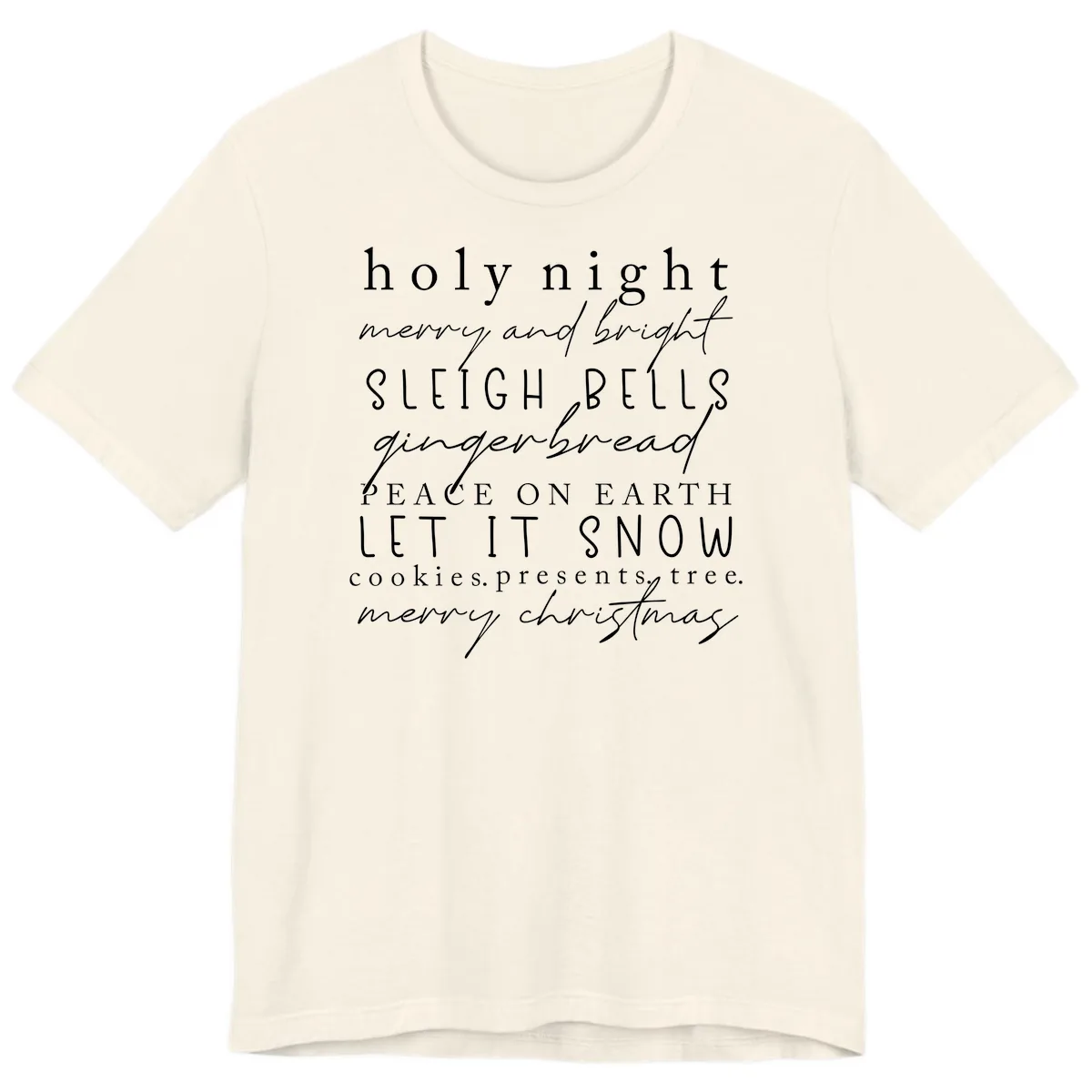 Holiday Phrases Typography Premium T-Shirt in Natural